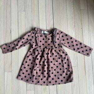 Zara Pink Polka Dot Long Sleeve Dress